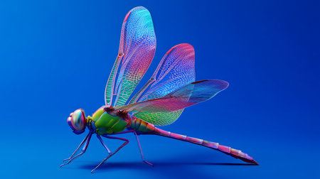 Dragonfly on blue background. 3D illustration. 3D CG. High resolution.の素材