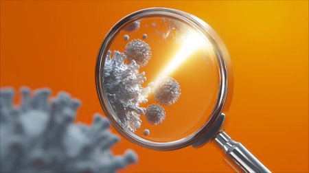 Microscopic view of Coronavirus (COVID-19) cells. 3D Renderingの素材