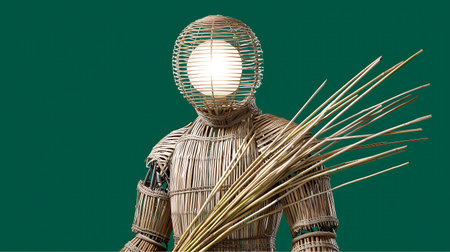 Elderly man sleeping in bed with white feathers flying around himの素材