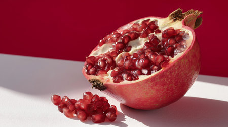 Mother and son sitting on the sofa in the room with red flowers.の素材