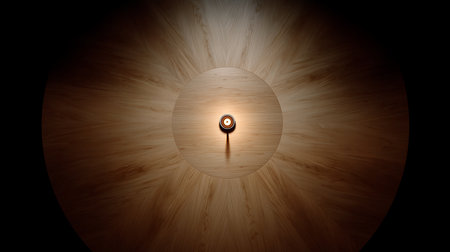 A 3d render of a keyhole with a light bulb insideの素材