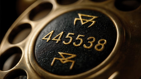 Close up of a vintage telephone dial with a number forty-fiveの素材