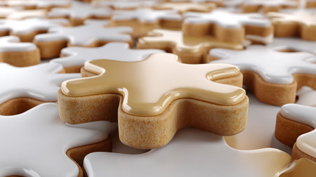 3d rendering of a group of christmas cookies in a rowの素材