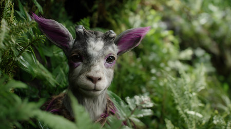 Lama in the grass. Close-up of a goat.の素材