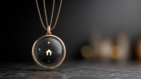 Golden medal with a clock on a black background. 3d renderingの素材