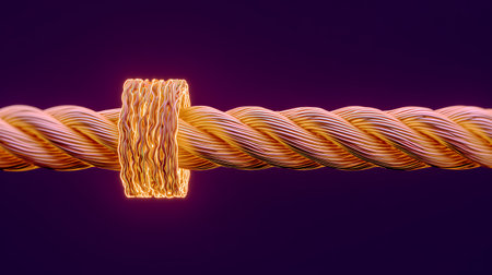 3d rendering of an electrical cable on a dark purple background.の素材