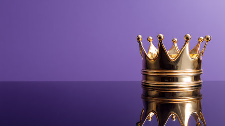Gold crown on a purple background. 3d rendering, 3d illustration.の素材