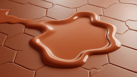 Melted chocolate drips on a brown background. 3d renderingの素材