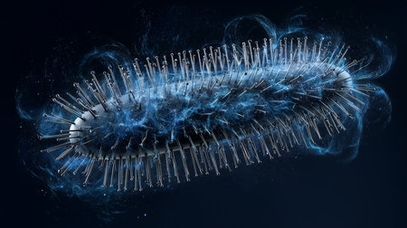 Digital illustration of  neuron  in colour  background. 3D renderingの素材