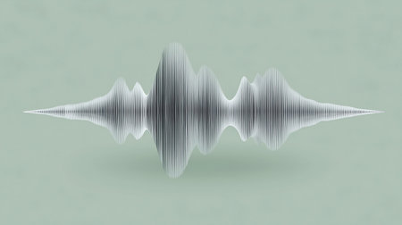 3d illustration of a sound wave on a green background with copy spaceの素材