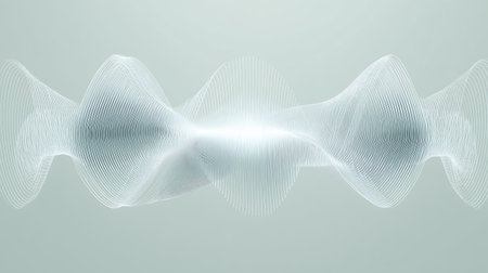 3d illustration of abstract digital sound wave. Sound waveform on white backgroundの素材