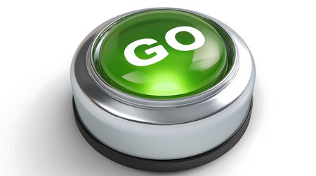 3d illustration of go button over white background with clipping path.の素材