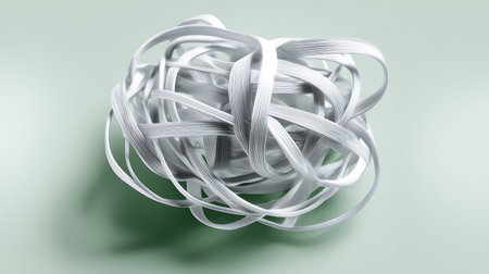 3d rendering of white rubber band isolated in white studio background.の素材