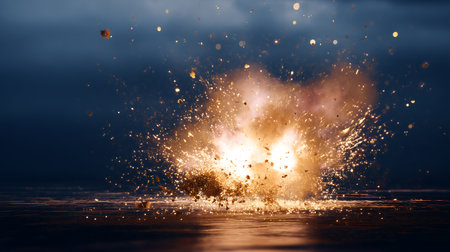 Abstract image of explosion on dark background. Fantasy concept. 3D Renderingの素材