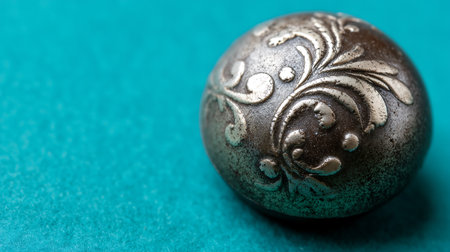 Easter egg on a turquoise background with space for textの素材