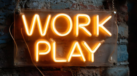 Text sign showing Work Play. Business photo showcasing Have a lot of fun doing activities in the same place Asymmetrical uneven shaped format pattern object outlineの素材