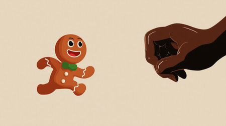 Gingerbread man and woman with chocolate icing. Vector illustration.の素材
