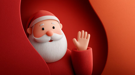 Santa Claus with red background. 3D illustration. 3D rendering.の素材