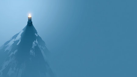 3d illustration of a candle on top of a mountain peak.の素材