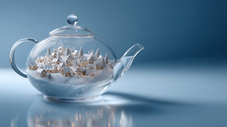 Christmas tree in a glass teapot. 3D illustration.の素材