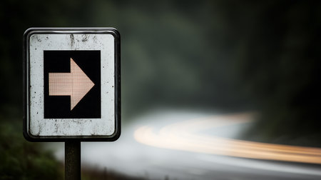 Traffic sign on the road with motion blur background and copy spaceの素材