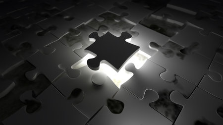 Piece missing from jigsaw puzzle. Conceptual image of problem solvingの素材