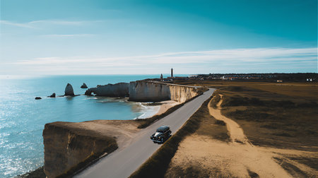 Aerial view of Ponta de Sao Lourenco, Portugalの素材