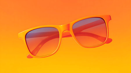 Sunglasses isolated on orange background. 3D rendering illustration.の素材