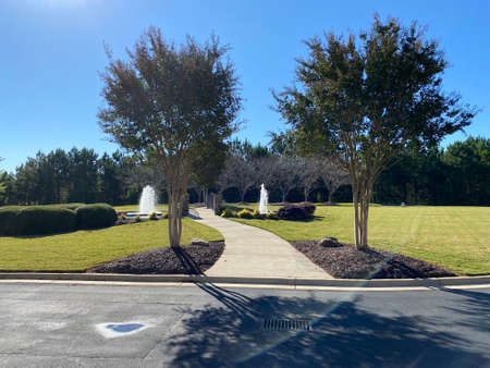 Beautiful House in Atlanta, Georgia The trees and grass roads are harmonious.の写真素材