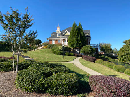 Beautiful House in Atlanta, Georgia The trees and grass roads are harmonious.のeditorial素材