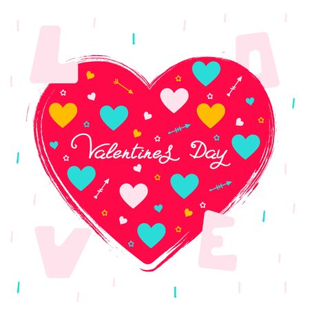 Big heart with lots of little hearts and inscriptionのイラスト素材