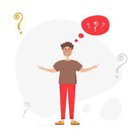 Perplexed man. Man wondering no where to get money. Vector illustration on white backgroundのイラスト素材