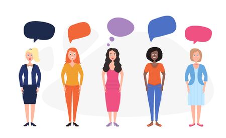 Women with speech bubbles. Different peopleのイラスト素材