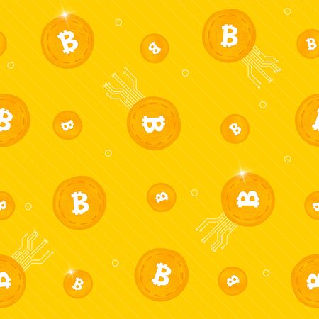 Yellow bitcoin pattern. Cryptocurrency conceptのイラスト素材