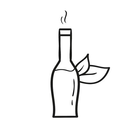 Line style oil icon. Hand drawn modern nutrition conceptのイラスト素材