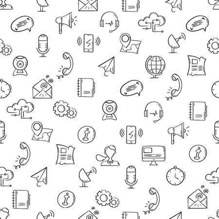 Line style communication pattern. Doodle seamless background. The modern and light pattern is ideal for promotional products, textiles, websites, identity, packaging and moreのイラスト素材