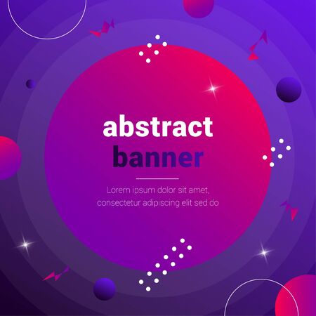 Abstract banner with a circle in the center and place for text. Minimal geometric vector background.  Colorful gradient posters for use as a web and application design, banners, posters, advertising and moreのイラスト素材
