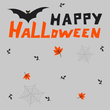 Cartoon autumn banner with happy halloween. Hand drawn vector illustrationsのイラスト素材