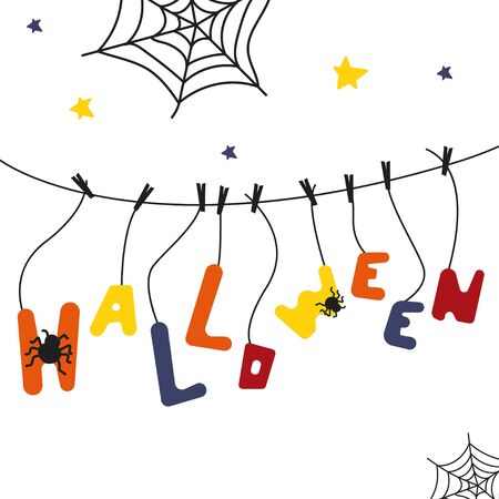 Isolated color hand drawn happy halloween illustrationのイラスト素材