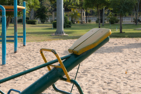 Swings in the playgroundの写真素材