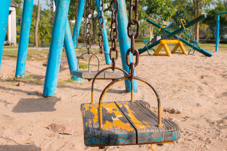 The swings in the playgroundの写真素材