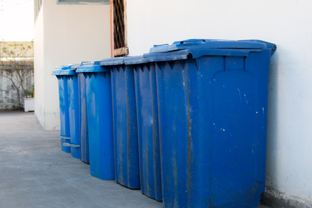 Blue , red bins , recycling bins , trash cans and public hospitals .の写真素材