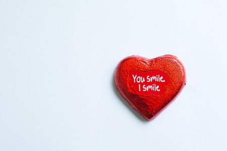 Chocolate wrapper  on Valentine's Day,colorful chocolate heartの写真素材