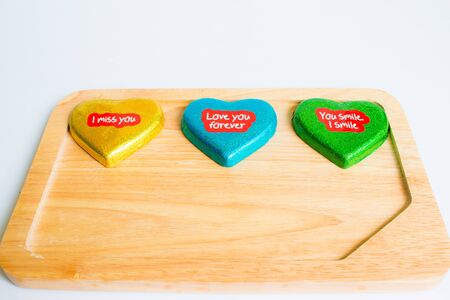 Chocolate wrapper  on Valentine's Day,colorful chocolate heartの写真素材