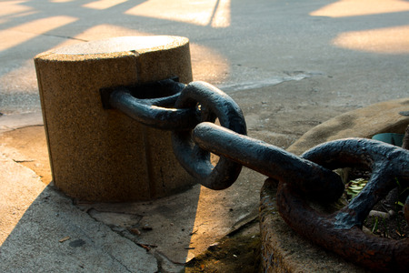 Big iron chain,Closeup of a part of the huge old corroded chainの写真素材