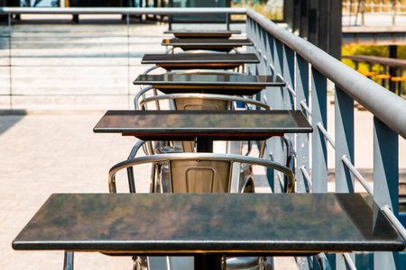 outdoor furniture  chairs and table on terraceの写真素材
