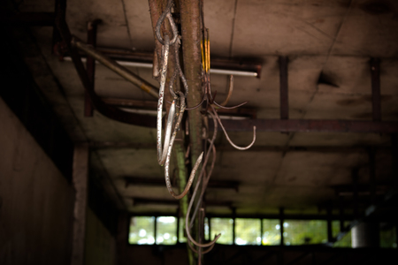 Pig Hook in slaughterhouseの写真素材