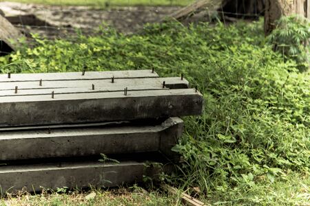 cement pillar in construct siteの写真素材