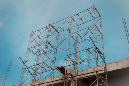 Steel scaffolding for construction site in Thailandの写真素材