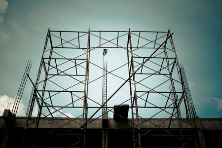Steel scaffolding for construction site in Thailandの写真素材